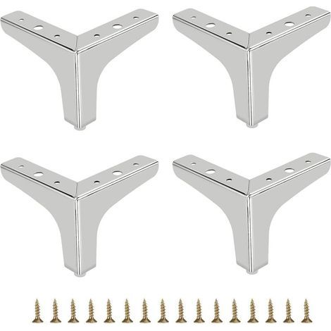 10cm Pied de canapé en métal 4 pcs Pieds de meuble modernes Pieds de meuble de canapé Pieds de rehausseur de meubles Pieds de rechange pour meuble TV Canapé Placard, Argent (1/5)