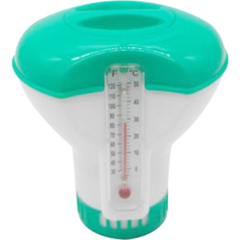 Dispensador flotante de cloro para piscinas con termómetro de 0-50℃ / 30-120℉ para piscinas exteriores e interiores, spas, jacuzzis y acuarios. (1/5)