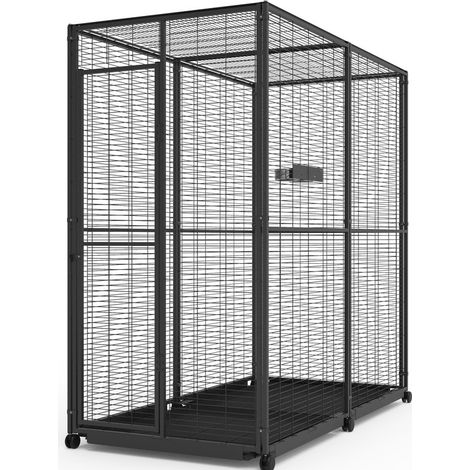 Volière intérieure sur roulettes pour perroquets 2m² – Toit en maille – Hauteur 195 cm – Accès facile avec porte et nettoyage rapide – Imor (1/5)