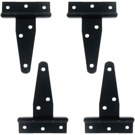 4 charnières en T décoratives pour porte, portail, armoire, abri de jardin, charnières à sangle en T, avec vis de montage, noir, longueur 3 (1/3)