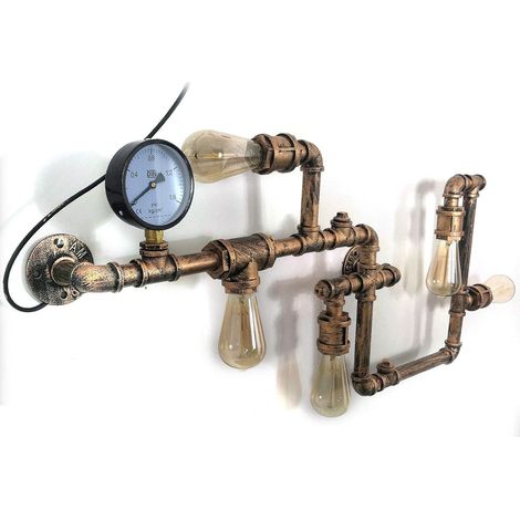 Gojoy – Applique murale vintage en fer doré – Éclairage mural industriel – 5 sources de lumière – Pour salon, café, restaurant – 220V (1/5)