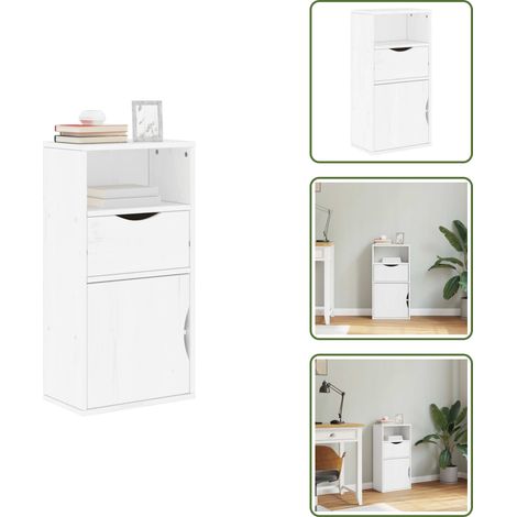 vidaXL Beistellschrank mit Schublade ODDA Weiß Massivholz Kiefer (1/5)