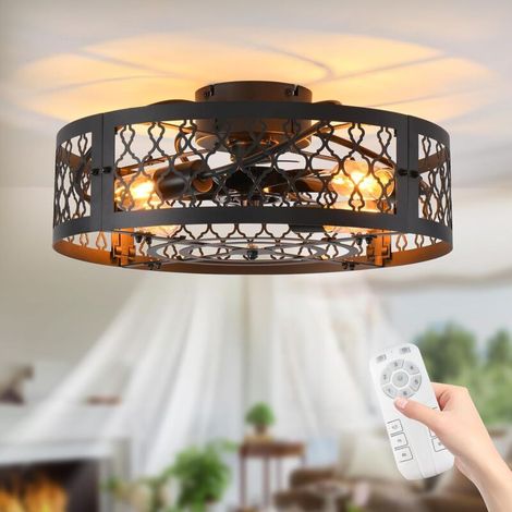 Ventilateur de plafond avec éclairage et télécommande – 7 pales – Ø 50 cm – 6 vitesses – Fonction été-hiver – Minuterie 1/2/4/8h (1/5)
