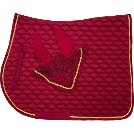 Full, Blu: Ensemble complet de selle anglaise rectangulaire matelassée Moon et sous-selle avec garniture