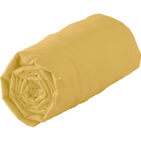 Drap housse 100% coton bio bonnet 30 cm Jaune 140x190 cm