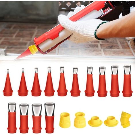 Kit de 10 embouts en caoutchouc intégrés universels, applicateur de calfeutrage et outil de finition, lisseur de joint multifonction, accessoires en acier inoxydable pour enduit de mastic, usage domes (1/5)
