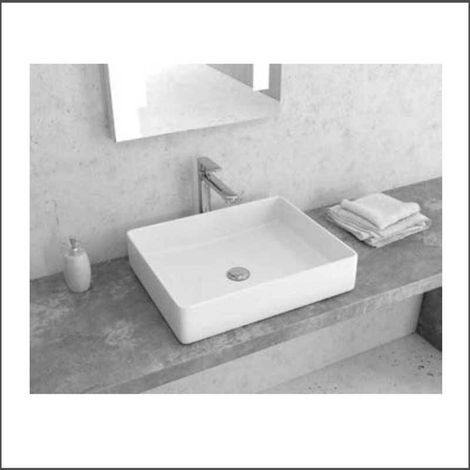 Lavabo appoggio 51cm design moderno ceramica slim Litos-0002 kamalu (1/2)