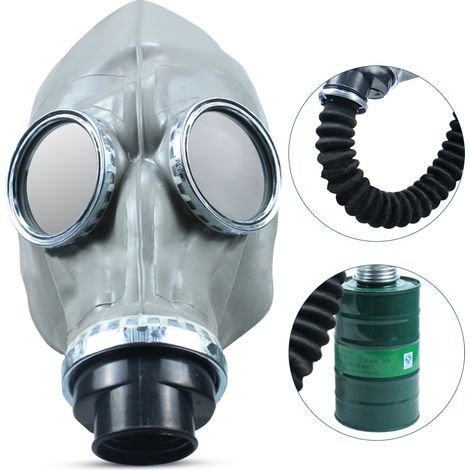 Masque respiratoire intégral avec protection buccale pour la protection contre les gaz de peinture et les produits chimiques (tuyau de 0,5 m, cartouche n° 4) (1/5)