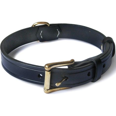 Collare in pelle di vitello con finiture in metallo per cani: 3,5 x 47-59 cm collare - Rosso