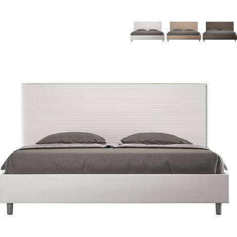Letto con rete imbottito 180x200 similpelle bianco Focus (1/5)