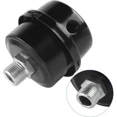 Silencieux de Filtre de Compresseur d'Air 1Pcs 3/8"16mm Compresseur d'Air Filtre d'Aspiration pour Utiliser dans l'Entrée du Compresseur d'Air et Bloquer la Poussière Réduire le Noise, noir (1/5)