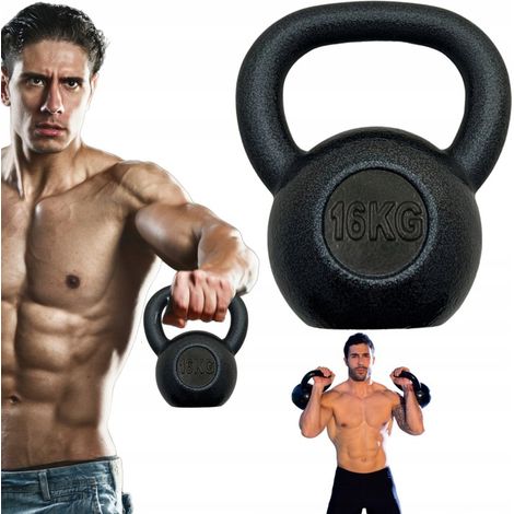 KETTLEBELL GUSSEISEN 16KG KETTLE-HANTEL FITNESSGEWICHT FÜR ÜBUNGEN