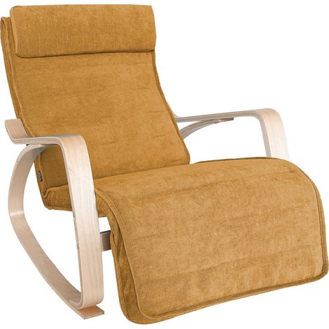 Sedia relax a dondolo in tessuto bouclè ocra - Amor (1/5)