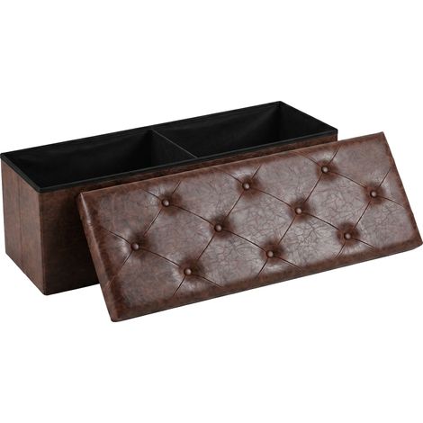 Nemora Saddle 110 - Cassapanca Ottomana 109,2x38,1x38,1 cm Pouf Contenitore Poggiapiedi in Similpelle Marrone (1/5)