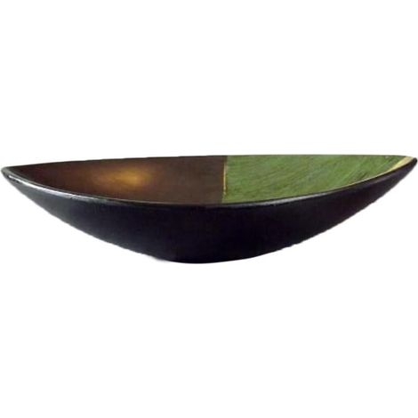 Ciotola in ceramica a contrasto nei colori verde e beige con piedini antiscivolo in gomma. (1/3)