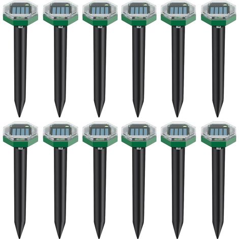12 Pièces Solaire Répulsif,Anti Taupes pour Ultrasons,Répulsif Contre Les Insectes d'extérieur,Répulsif Serpent Ultrason,pour Campagnols,Gophers et Autres Animaux 26x6cm