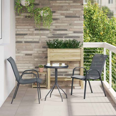 vidaXL Chaises empilables de jardin lot de 2 Gris Tissu textilène (1/5)