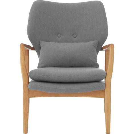 Premier Housewares Stockholm Grey Chair with Birchwood Frame (1/5)