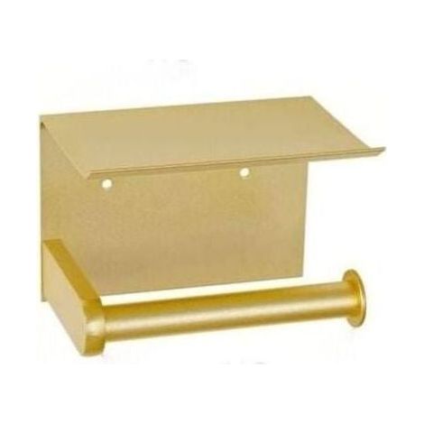Portarrollos de papel higiénico, soporte de pared con compartimento de almacenamiento, autoadhesivo, aluminio (dorado) (1/5)
