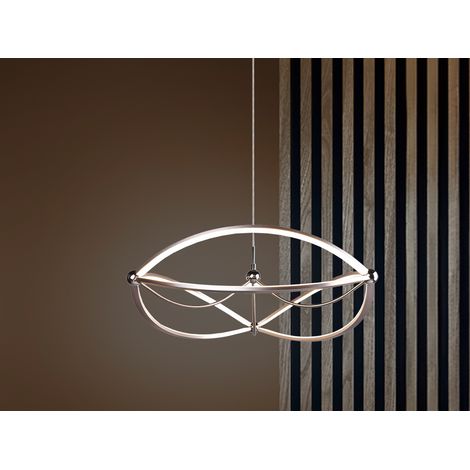 Große LED Pendelleuchte CHARIVARI Silber matt, Ø 62cm (1/5)