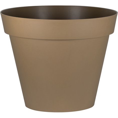 Pot rond Toscane - 30x26cm - 10L - Taupe - EDA plastiques (1/2)