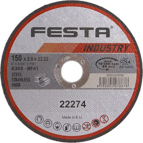 Disco da taglio FESTA INDUSTRY per metallo 150x2x22,2mm 22274.01