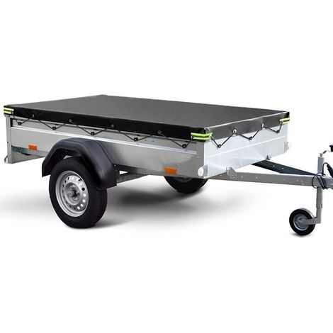 Voiture Bâche de Remorque Étanche avec Corde en Caoutchouc Accessoires de Remorque 250 x 130 x 8 cm pour de Nombreuses remorques de 500 kg et 750 kg