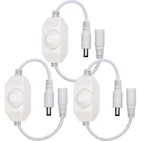 Lot de 3 Variateur LED DC12V-24V, Contrôleur Rotatif PWM, Connecteur 5,5x2,1mm, Pour Bandes Lumineuses