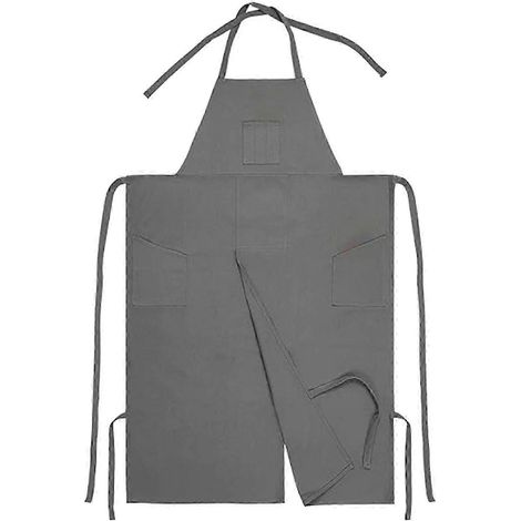 Tablier de poterie avec poches pour femmes et hommes, tablier de peinture d'artiste ajustable (gris) (1/5)