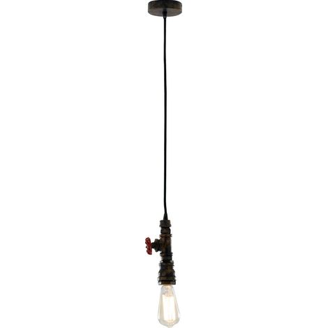 LED Pendelleuchte in Industrial Wasserrohr Rostoptik, Höhe 120cm (1/3)