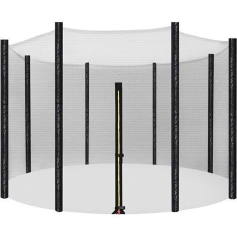 – Filet de protection pour trampoline 12ft – Hauteur 160cm – 8 poteaux – Maille PE dense 120g/m² – Installation facile avec fermetures éclair (1/5)