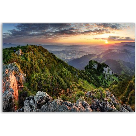 Tableau panorama montagneux au coucher du soleil (1/5)