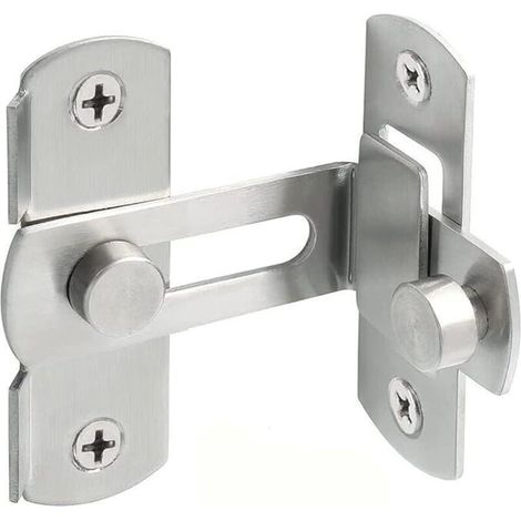 SHINING HOUSE Verrou de porte à angle droit 90 degrés de grange coulissante en acier inoxydable, loquet de porte coulissante à rabat, Verrou de sécurité pour porte fenêtre armoire à vin jardin argenté