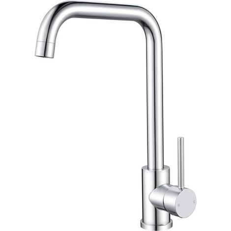 Robinet de Cuisine en Acier Inoxydable, Mitigeur Cuisine Rotative à 360° avec Arc Haut 268mm, Robinet Evier Monotrou à Eau Chaude et Froide, Chromé, G3/8 (1/5)