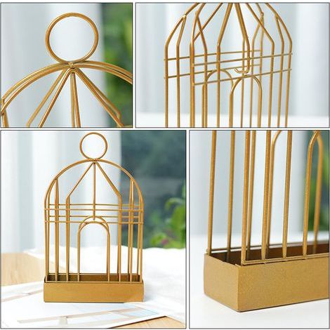 Mosquito Coil Holder, Retro Iron Anti-Mosquito Incense Holder, Mosquito Incense Burner, Anti-Mosquito Spiral Metal Holder with Handle - Birdcage Design, Gold (1/5)