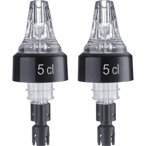 2 dispensadores/boquillas vertedoras, dosificación por boquilla: 5 cl, plástico, autovertido, transparente