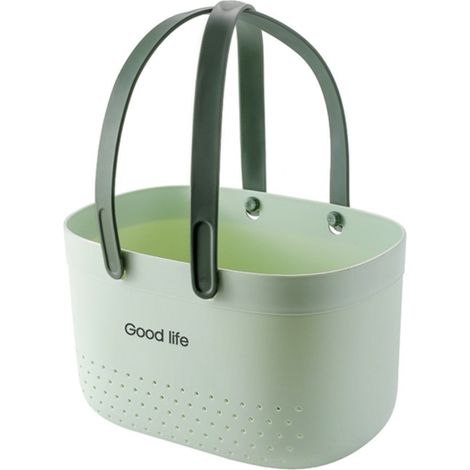 Panier De Rangement - Poignée En Silicone - Drainage Par Le Fond - PP Résistant - Pour Salle De Bain Cuisine Chambre Etudiant - 25 x 17 x 14,5 cm - 1 Pièce (1/5)
