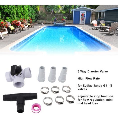 Vanne de Diverter 3 voies G1 1/2 pour piscine et spa avec raccord femelle PVC (1/5)