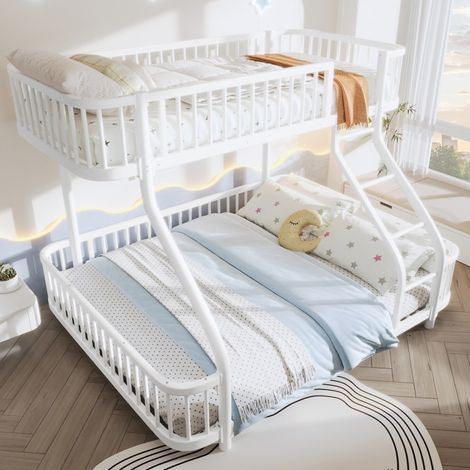 Lit Superposé Métal 90x200 & 140x200 cm - Cadre Robuste avec Échelle et Barrière - Certifié EN747 pour Enfants et Ados (1/5)