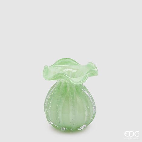 EDG Enzo De Gasperi Vaso Sacchetto H 12 Cm D 10 Cm Vetro Light Green
