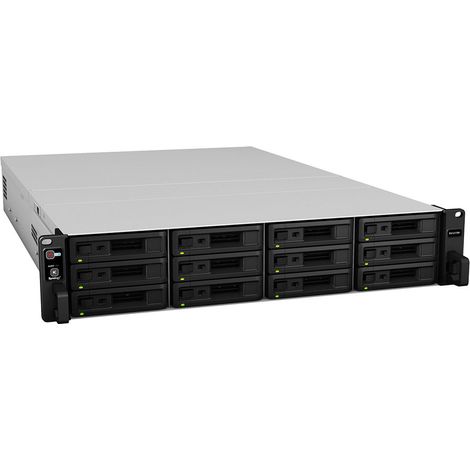 Synology RX1217RP - Disque dur - SSD - 168 To - SATA - Série ATA II - Série ATA III - 6 Gbit/s - Rack (2 U) - Noir - Gris (1/3)