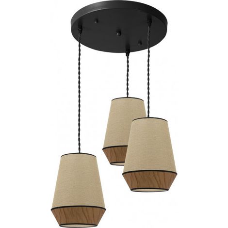 FABRILAMP Lampara de techo modelo CAMPANA 3 luces Saco/marron Regulable