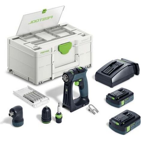 Festool – Perceuse-visseuse sans fil 18V avec 2 batteries 3.0Ah – Moteur EC-TEC sans charbon – Couple 40Nm pour perçage bois/acier – Systainer