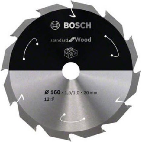Bosch Professional Disco de sierra circular Standard for Wood (madera, 160 x 20 x 1,5 mm, 12 dientes, accesorio de sierra circular sin cable) (1/4)