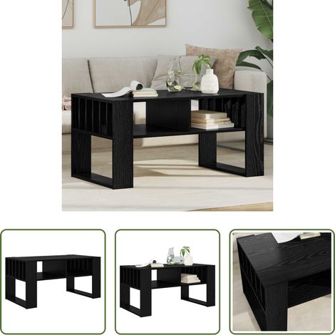 Wohnzimmermöbel - Couchtisch Schwarz Eichen-Optik 92 x 49,5 x 45 cm Holzwerkstoff (1/5)