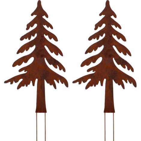 Décoratif de jardin Arbres pour Pot de Fleurs - Décoration de Jardin en métal - 20 cm - Patine Rouille Naturelle (1/5)