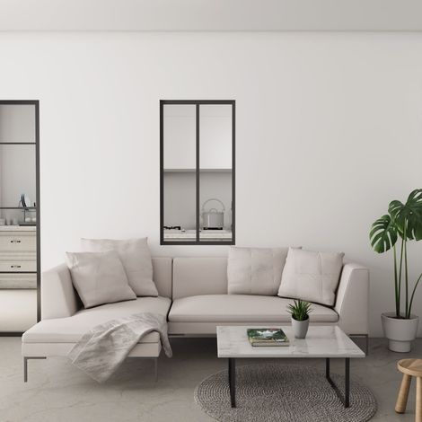 Verrière Atelier  en 2 vitrage fixe en cadre noir H.108cm x L.63cm verrière fixe kit de verrière et vitrage