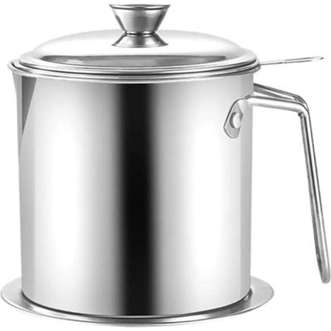 Pot à filtre à huile en acier inoxydable de grande capacité (2 L) : étanche, facile à nettoyer et durable. (1/5)