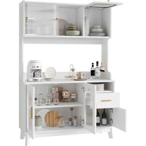 CHICFURN Aparador alto 120x40x178 cm blanco de aglomerado, almacenaje y USB (1/5)