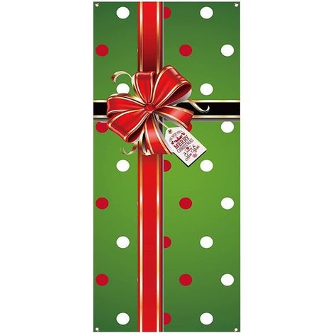 Weihnachtstür-Geschenkset, rote Weihnachtstürdekorationen, Weihnachtsbanner, hängender Stoffhintergrund (1/5)